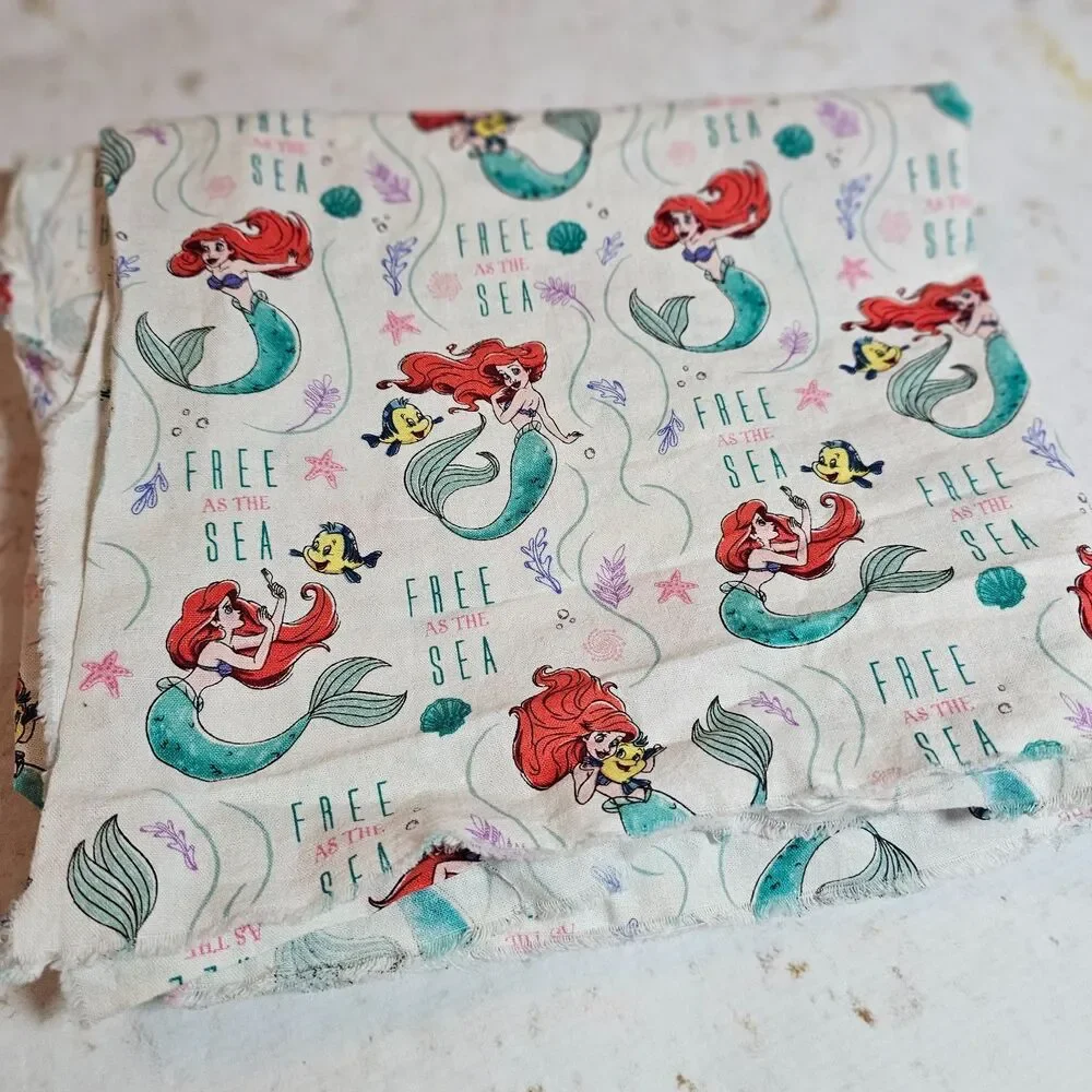 Ariel Little Mermaid Fabric Free as the Sea Print 1 Yard Cotton Quilt Craft